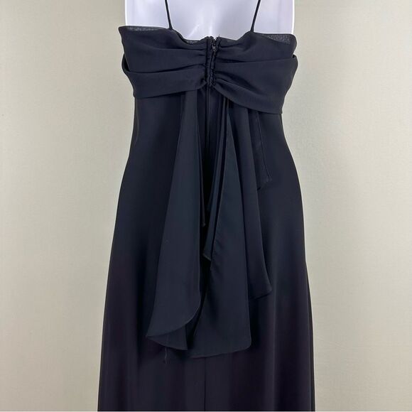 Vintage 90s Betsy & Adam Black Draped Spaghetti Strap Formal Prom Maxi Dress - Picture 4 of 12